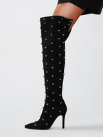 Stivali sopra il ginocchio sexy Stivali alti alla coscia con tacco alto in pelle scamosciata da donna