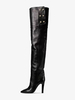 Stivali sopra il ginocchio Stivali alti alla coscia con tacco a spillo a punta da donna neri