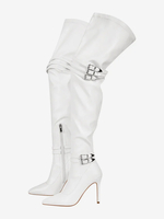 Stivali sopra il ginocchio taglie forti Stivali sopra il ginocchio con dettaglio fibbia a punta