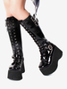 Stivali Steampunk Lolita Calzature Lolita in pelle PU con punta quadrata nera