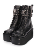 Stivali Steampunk Lolita Calzature Lolita nere con punta tonda in pelle PU