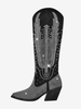 Stivali western neri con punta a punta e strass stivali alti fino al ginocchio