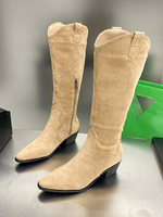 Stivali Wistern in pelle scamosciata Stivali da cowboy con punta quadrata e tacco grosso da donna