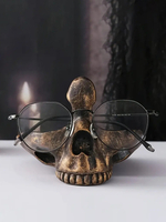 Supporto per occhiali da scrivania a forma di teschio di Halloween in resina decorazione per la casa e lufficio