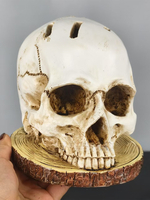 Supporto portaposate a forma di teschio di Halloween con 6 scomparti organizer per stoviglie gotiche