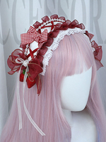 Sweet Lolita Accessori Fiocchi bordeaux Copricapo in fibra di poliestere Plaid Varie