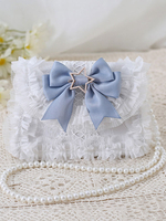 Sweet Lolita BAG BABY BLU BLUE PU BOWS BOWS Abbellimento in pizzo PU cuoio cuoio cuoio body body body lolita accessori