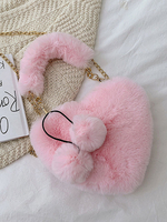 Sweet Lolita Bag Borsa a tracolla con pon pon in pelliccia sintetica a forma di cuore