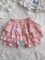 Sweet Lolita Bloomers Fiocchi Ruffles Svasati Rosa Pantaloncini Lolita