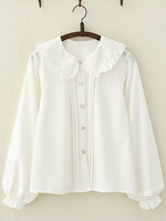 Sweet Lolita Blouse Frill Peter Pan Colletto Chiffon bianco Lolita Shirt