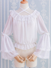 Sweet Lolita Blouse Ruffle Lace Pieghettato Top in lacca bianca srappy