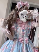 Sweet Lolita Blouses Pink Maniche lunghe in pizzo Lolita Top Bow Lolita Camicia