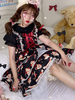 Sweet Lolita Blouss Black Poliestere Manica corta Ruffles Lolita Top Summer Lolita Camicia