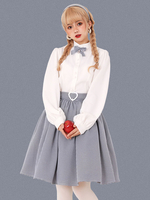 Sweet Lolita Bluse Lolita Top Bianco Maniche Lunghe Fiocchi Camicia Lolita