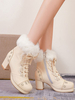 Sweet Lolita Boots Fiocchi in pelliccia sintetica scava fuori le scarpe Lolita con tacco grosso