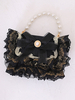 Sweet Lolita Borsa Black PU in pelle PU BOWS BOWS Abbellimento del pizzo pizzo PU cuoio cuoio body body body accessori lolita