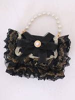 Sweet Lolita Borsa Black PU in pelle PU BOWS BOWS Abbellimento del pizzo pizzo PU cuoio cuoio body body body accessori lolita