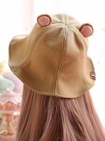 Sweet Lolita Bucket Hat Orso in feltro Camel Lolita Cap