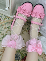 Sweet Lolita Calza Accessorio con fiocchi rosa Calzini in poliestere Accessori Lolita con fiocco