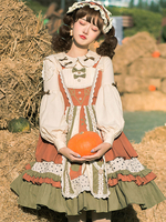 Sweet Lolita Camicette Fiocchi Maniche lunghe Camicia Lolita albicocca leggera Sweet Top