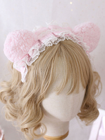Sweet Lolita Copricapo Pizzo rosa Fibra di poliestere Copricapo Pizzo Accessori per capelli Lolita