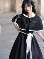 Sweet Lolita Dress Poliestere Maniche corte Perle Abito Lolita stile navy