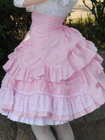 Sweet Lolita Dress SK pizzo rosa incrociato Ruffle cotone Lolita gonna a vita alta