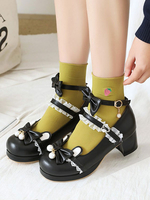 Sweet Lolita Footwear Black Bowknot PU in pelle PU Cuoio Daily Casual Lolita Scarpe