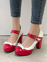Sweet Lolita Footwear Red Round Toe PU Leather Lolita Shoes