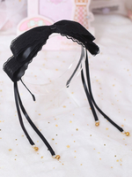 Sweet Lolita Hair Clasp Bow Lace Bell Nero Accessorio per capelli Lolita