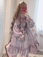 Sweet Lolita OP Vestito Provence Lavender Ruffle Bow Lolita Abito monopezzo