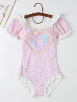Sweet Lolita Outfit Cappello da tuta a maniche corte con stampa floreale con volant rosa