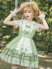 Sweet Lolita Outfit Grembiule maglione a maniche corte con fiocco verde