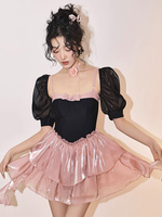 Sweet Lolita Outfit Tuta senza maniche con fiocchi rosa a strati