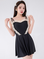 Sweet Lolita Outfit Tuta senza maniche con volant a blocchi di colore nero