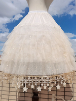 Sweet Lolita Sottogonne Poliestere Ruffles Gothic Lolita Sottoveste Donna Ecru Bianco Stelle Stampa Lolita Sottogonna