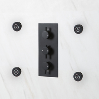 4 Idrogetti Idromassaggio Rotondi Neri - Diamentro 50mm - Design Moderno - Hudson Reed