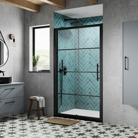 Box Doccia con Porta Scorrevole Nera e Piatto Doccia - 1200mm x 700mm