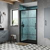 Box Doccia con Porta Scorrevole Nera e Piatto in Ardesia - 1200mm x 880mm - Piatto Doccia Grigio Chiaro
