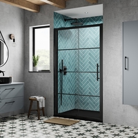 Box Doccia con Porta Scorrevole Nera e Piatto in Ardesia - 1200mm x 880mm - Piatto Doccia Grigio Chiaro