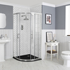 Box Doccia Tradizionale Semicircolare da 900mm con Piatto Doccia Ardesia con Diverse Finiture - Langley