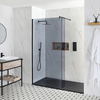 Box Doccia Walk-In a Nicchia con Piatto Doccia Ardesia - Disponibile in Diverse Misure - Nox-Luna