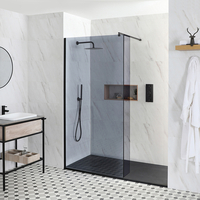 Box Doccia Walk-In a Nicchia con Piatto Doccia Ardesia - Disponibile in Diverse Misure - Nox-Luna