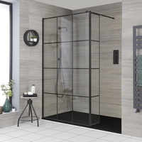 Box Doccia Walk-In a Nicchia con Piatto Doccia Ardesia e Parete Paraspruzzi (Opzionale) - Diverse Misure - Barq