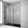 Box Doccia Walk-In a Nicchia con Piatto Doccia Ardesia e Parete Paraspruzzi (Opzionale) - Diverse Misure - Nox