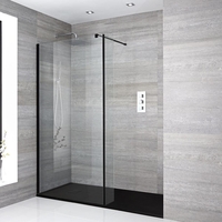 Box Doccia Walk-In a Nicchia con Piatto Doccia Ardesia e Parete Paraspruzzi (Opzionale) - Diverse Misure - Nox