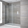 Box Doccia Walk-in a Nicchia con Piatto Doccia Bianco e Parete Paraspruzzi - Profilo Cromato - Disponibile in Diverse Misure - Portland