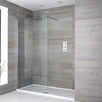 Box Doccia Walk-in a Nicchia con Piatto Doccia Bianco e Profilo Cromato - Disponibile in Diverse Misure - Portland
