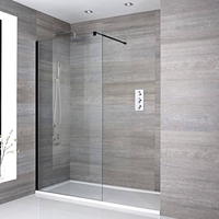 Box Doccia Walk-In a Nicchia con Piatto Doccia e Profilo Nero - Disponibile in Diverse Misure - Nox