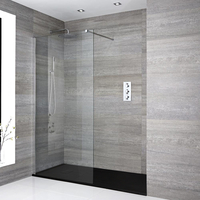 Box Doccia Walk-In a Nicchia con Piatto Doccia Effetto Ardesia - Disponibile in Diverse Misure - Portland